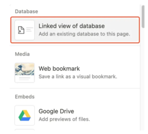 Linked view of Database