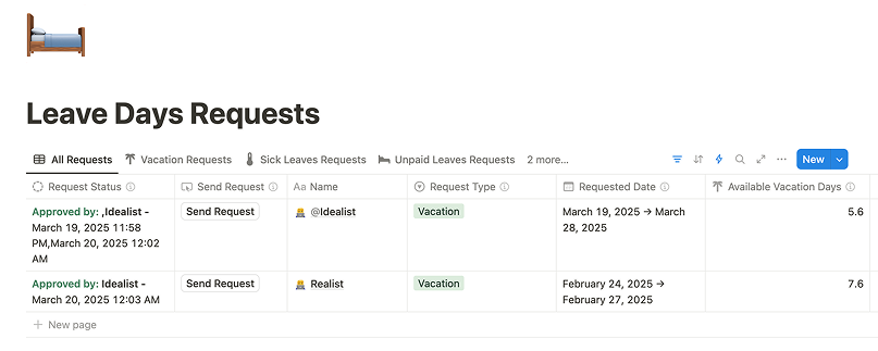 Leave Days Template