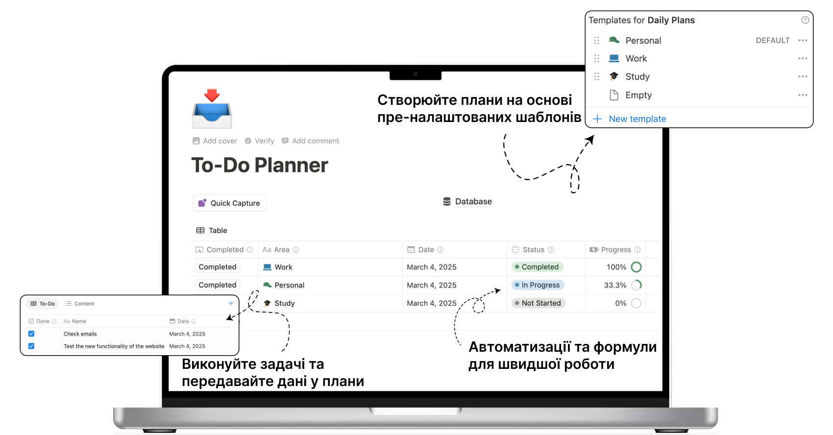 Notion To-Do Planner Template UA