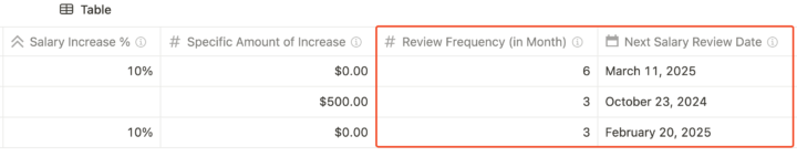 Salary review frequency