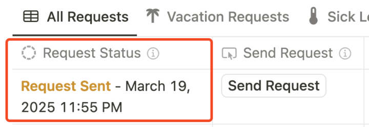 Request Sent Notificatiton