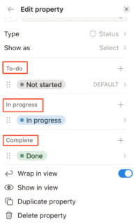 Notion - Status Groups