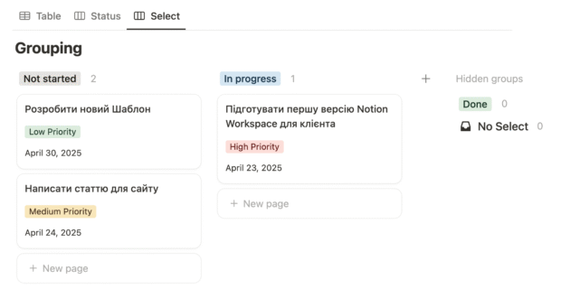 Notion - Grouping by Select Property