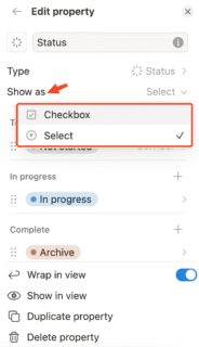 Notion - Status as Checkbox
