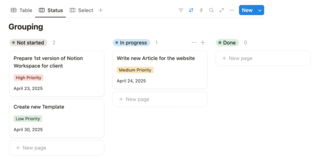 Notion - Grouping by Select Property