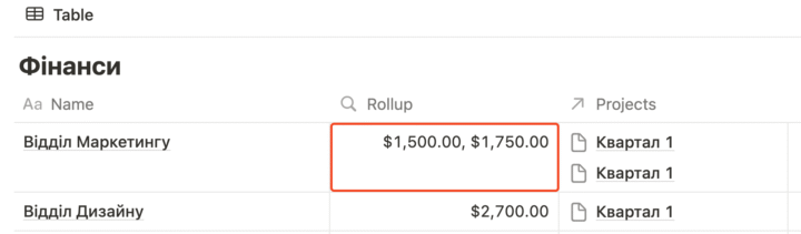 Notion Array of numbers