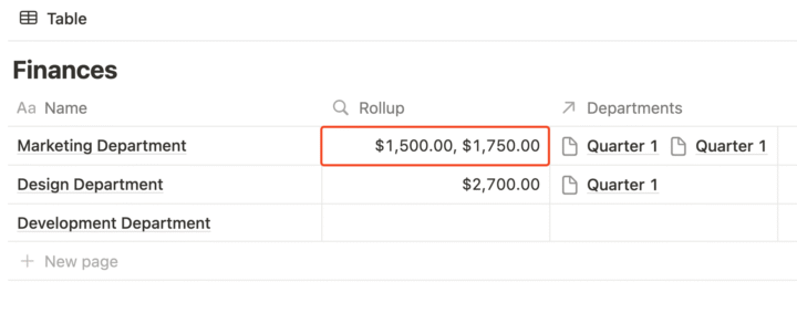 Notion Array of numbers