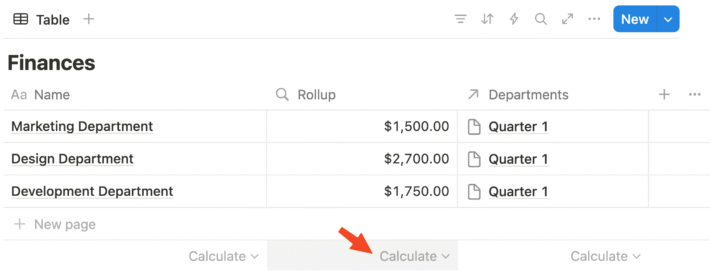 Notion - sum numbers