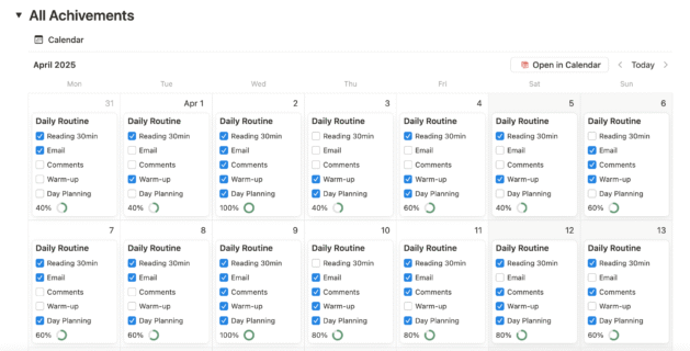 Notion Database Calendar View